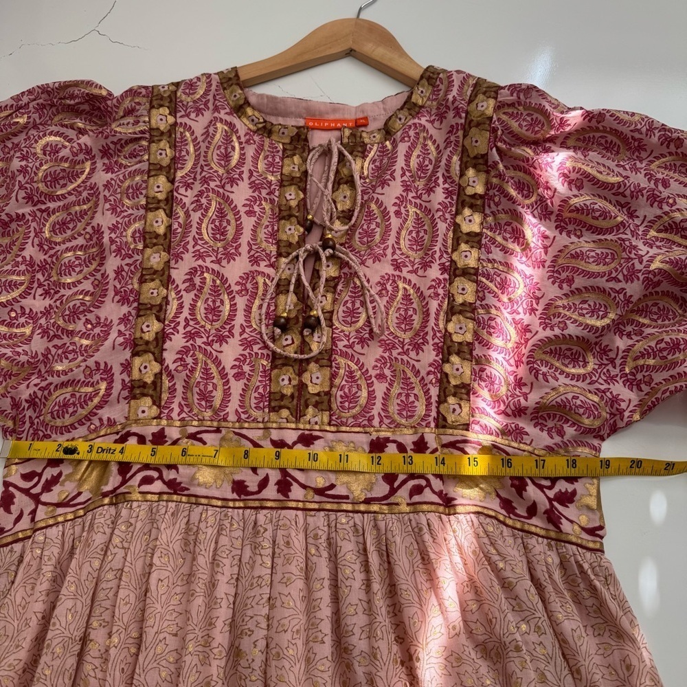 Oliphant Pink Paisley Maxi Dress with Gold Accents - Picture 12 of 12
